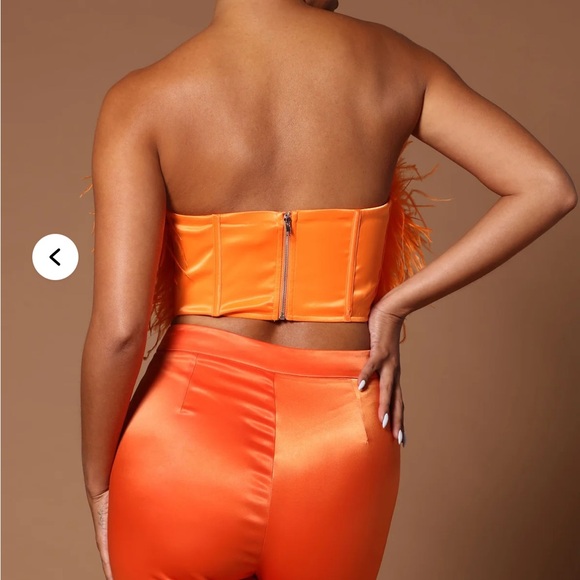 Fashion Nova Orange Feathered Top - Picture 2 of 8